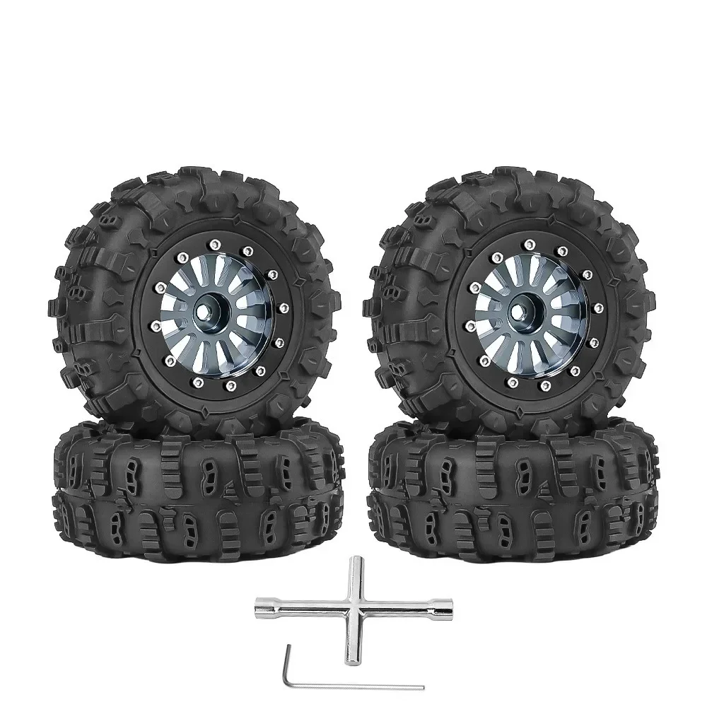 

4pcs 65mm 1.3" Metal Beadlock Wheel Tire Set for 1/18 1/24 RC Crawler Car TRX4M SCX24 AX24 FCX24 Upgrade Parts