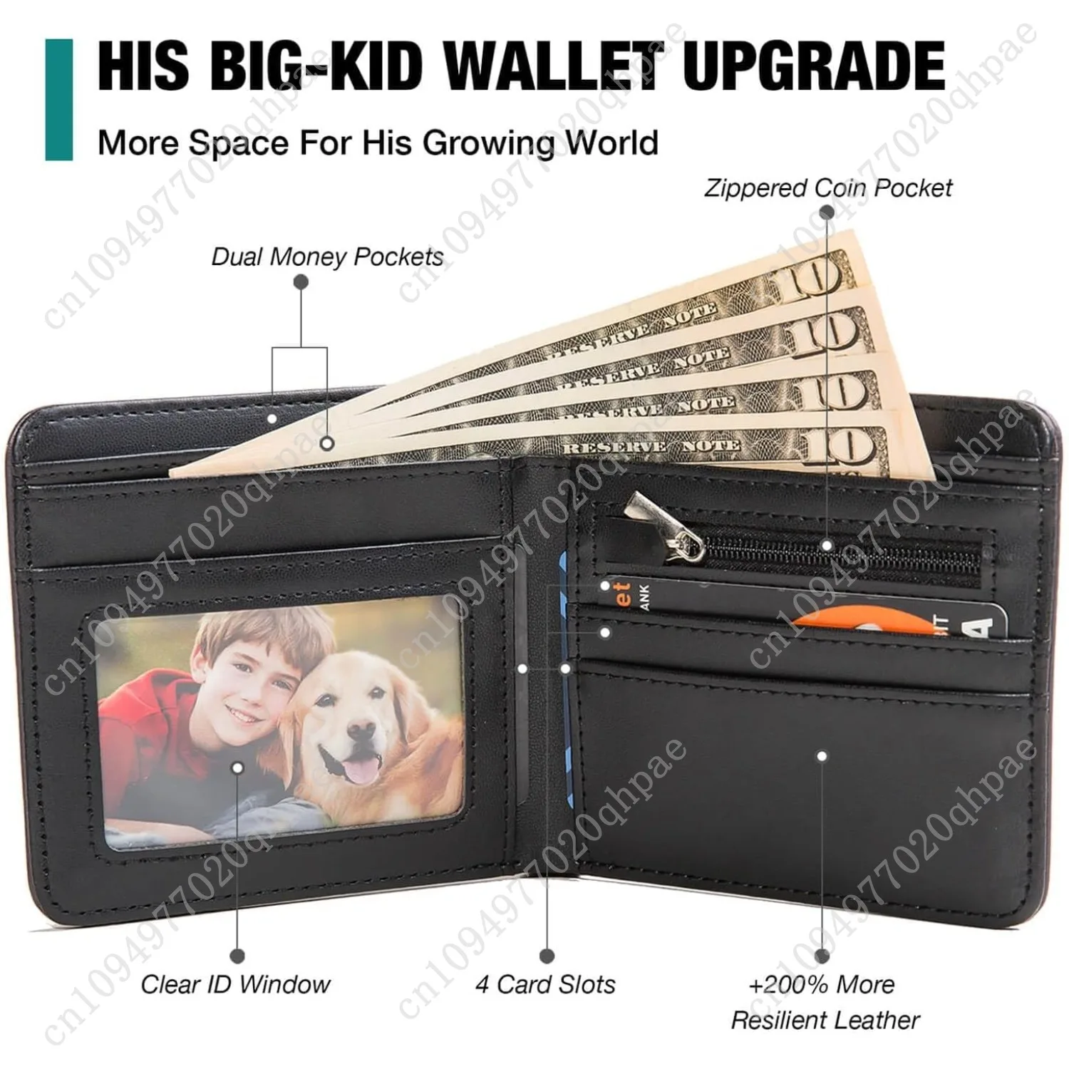 Kids Wallet for Boys, Baseball Teen Boys Wallet for Kids Ages 4-5-6-7-8-9-10-11-12-13-14-15-16, Leather Wallet for Teen Boy, Bas