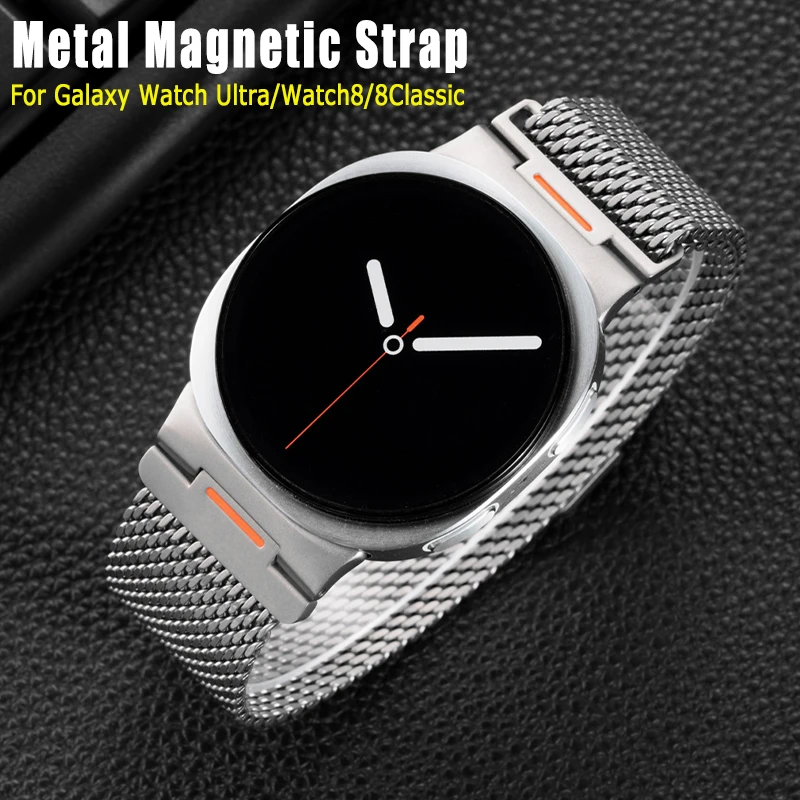 Metal Loop Magnetic Strap for Samsung Galaxy Watch 8 40/44mm 8Classic 46mm Stainless Steel Bracelet for Galaxy Watch Ultra 47mm