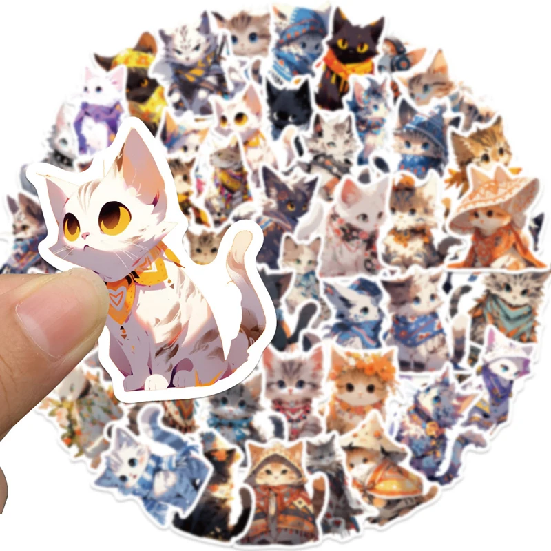 50Pcs Cat Stickers Pack Kawaii Waterproof Vinyl Stickers for Water Bottles Laptops Luggage Funny Aesthetic Sticker Collection