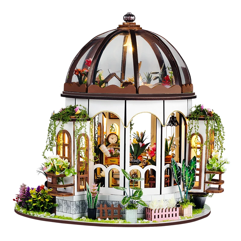 DIY Wooden Miniature Model Kit Hanging Garden Casa Doll Houses 3D Puzzle Dollhouse With Furniture for Friends Christmas Gifts