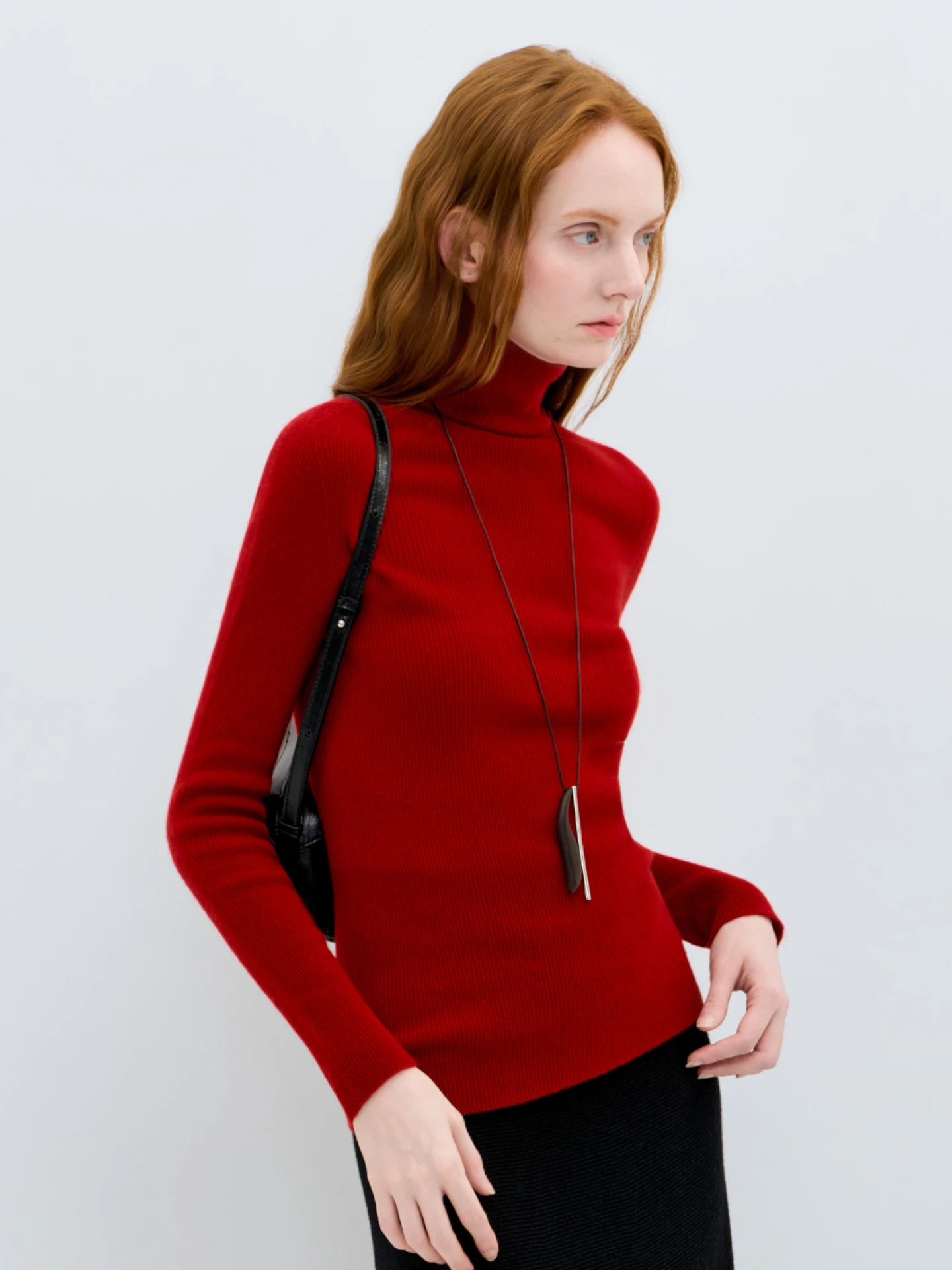 

LIMONN Red New Year 00 Wool High Ne Stripe Base Layer Knitwear Slim Fit Women's Autumn Winter Faion Commute Sle