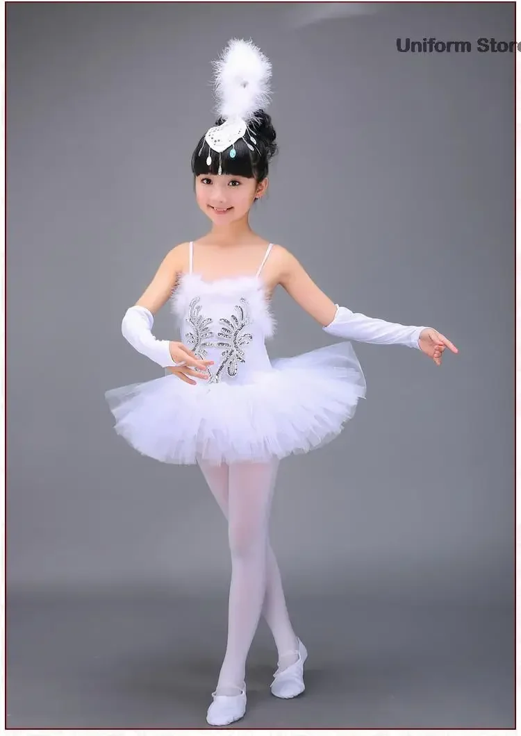 Professional White Girls Swan Lake Ballet Dresses Ballerina Dancing Costumes for Kids Dance Dress Performance Tutu Dancewear