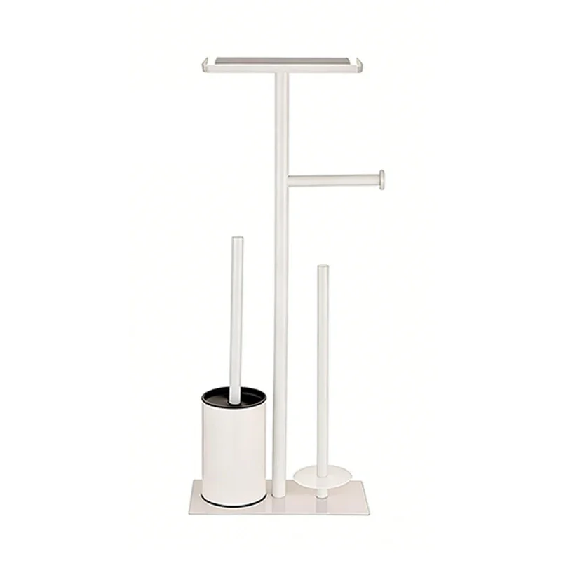 Bathroom Toilet Paper Holder Stand Free Standing, Toilet Roll Organizer with Toilet Brush, Space Saving Bathroom Storage Rack