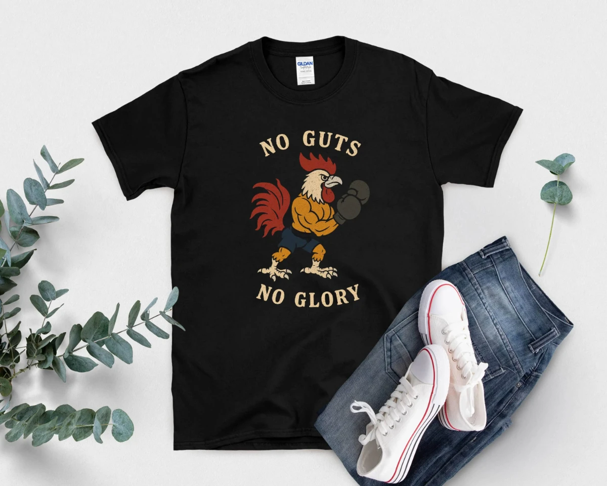 Motivating Fitness T-shirt (No Courage, No Glory): Unisex Fitness Clothing Women's  Daily Versatile Printed Pattern T-shirt