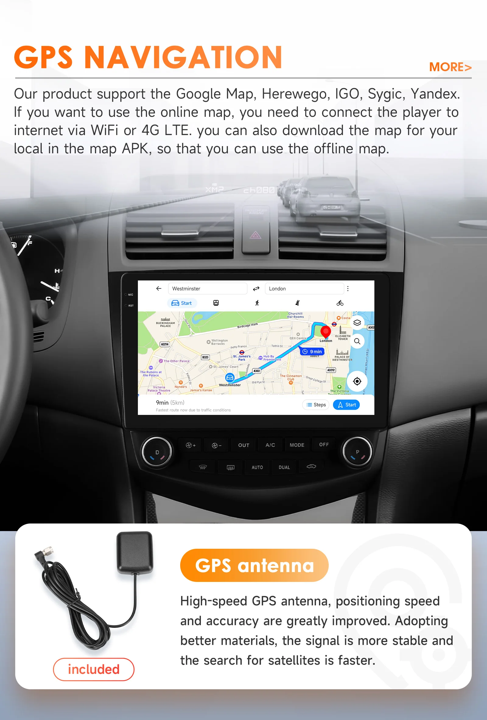 Hizpo 2Din 10,1 Zoll Android Autoradio für Honda Accord 7 2003 - 2007 Einzel-/Dual-Klimaanlage RDS DSP GPS BT 4G BT Auto CarPlay SWC 360CAM – Detail 33