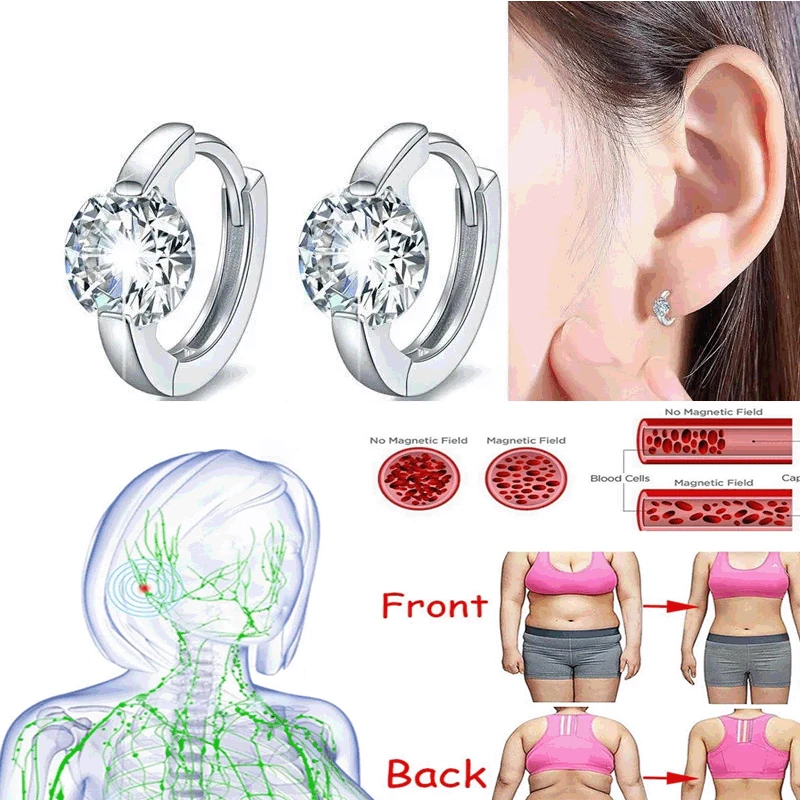 1 Pair Crystal Lymphvity Germanium Hoop Earrings Lymphatic Needlepoint Earrings for Women's Lymphatic Drainage Earrings Jewelry