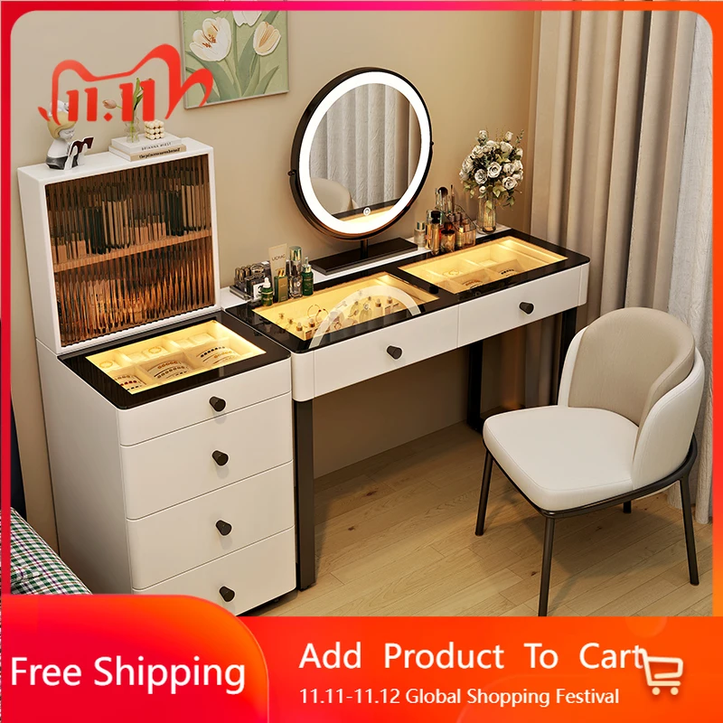

Cheap Chinese Vanity Table Interior Big Size Shelf Girl Unique Wooden Dressing Table Fashion Mesa De Maquillaje Salon Furniture