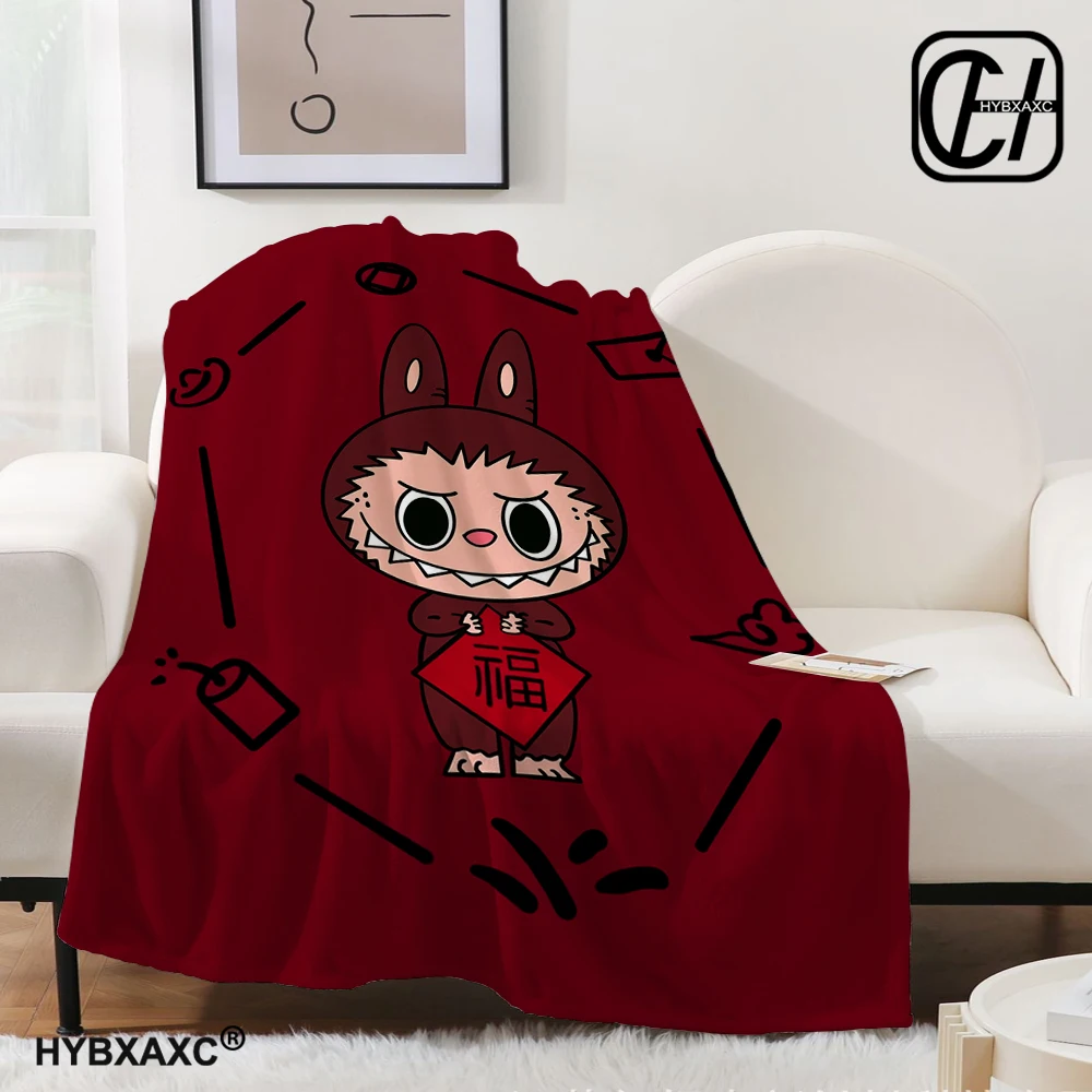 

New Labubu Cartoon Anime Flannel Blanket Labubu Throw Home Sofa Lunch Break Blankets Student Blankets Nap Gift