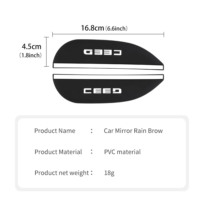 2pcs Carbon Car Rearview Mirror Rain Eyebrow Blocker Sun Visor For KIA Ceed 2021 2020 2019 2018 2017 2016 2015