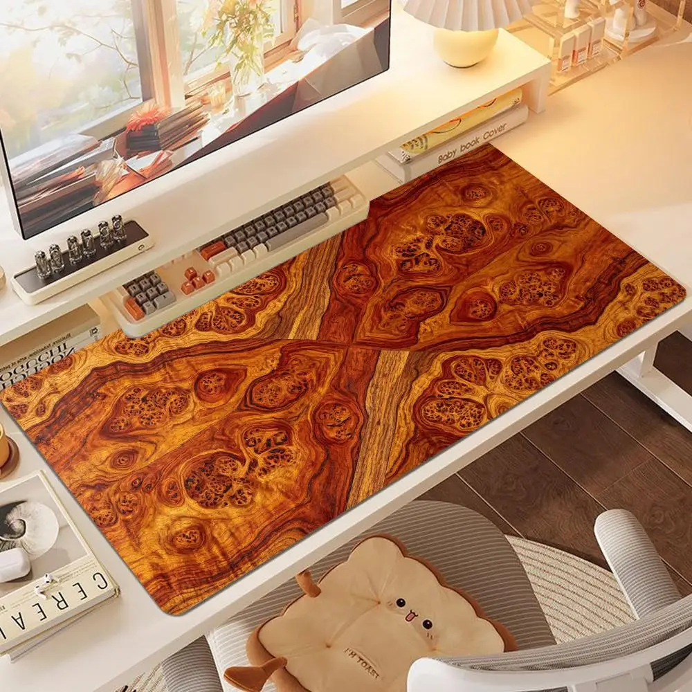 Wood Grain Texture Large  Mouse Pad, Vintage Wooden Pattern Non-Slip Rubber Desk Mat, Stitched Edge for Office Home Desktop