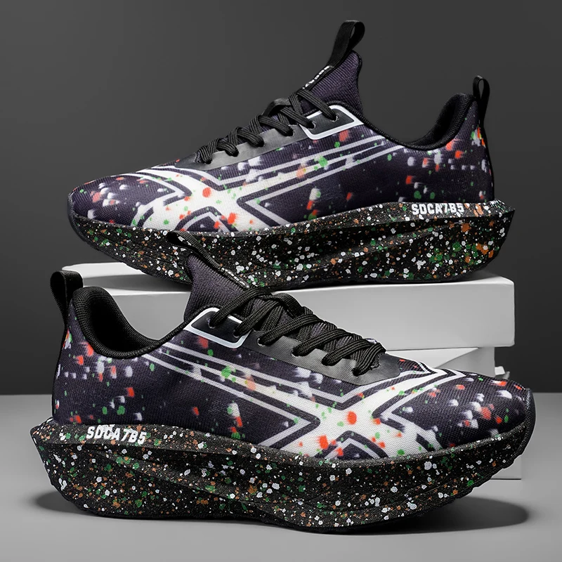 Men's Breathable Road Running Shoes - Shock-Absorbing and Wear-Resistant Soles, Eva Cushioning Pads, Lightweight Low-Top Sneakers with Striped Design, Suitable for Gym, Jogging and Everyday Wear, Styl