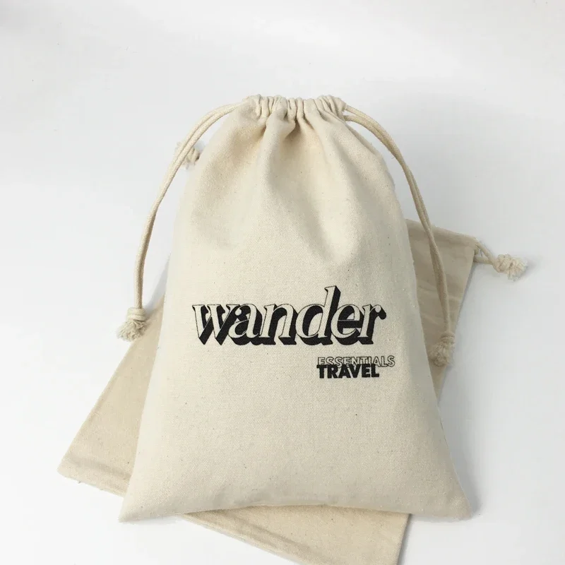 

Canvas Cotton Gift Drawstring Bag for Jewelry Watch Handbag Packaging Pouch Shoes Cloth Dust Bag Custom Logo Printed 20pcs