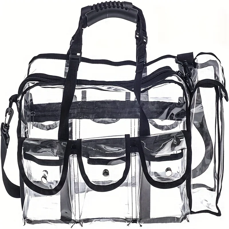 Professional Clear PVC Makeup Set Large-Capacity Storage Bag—MUA Clear Travel Makeup Bag for Carrying All Your Art Supplies