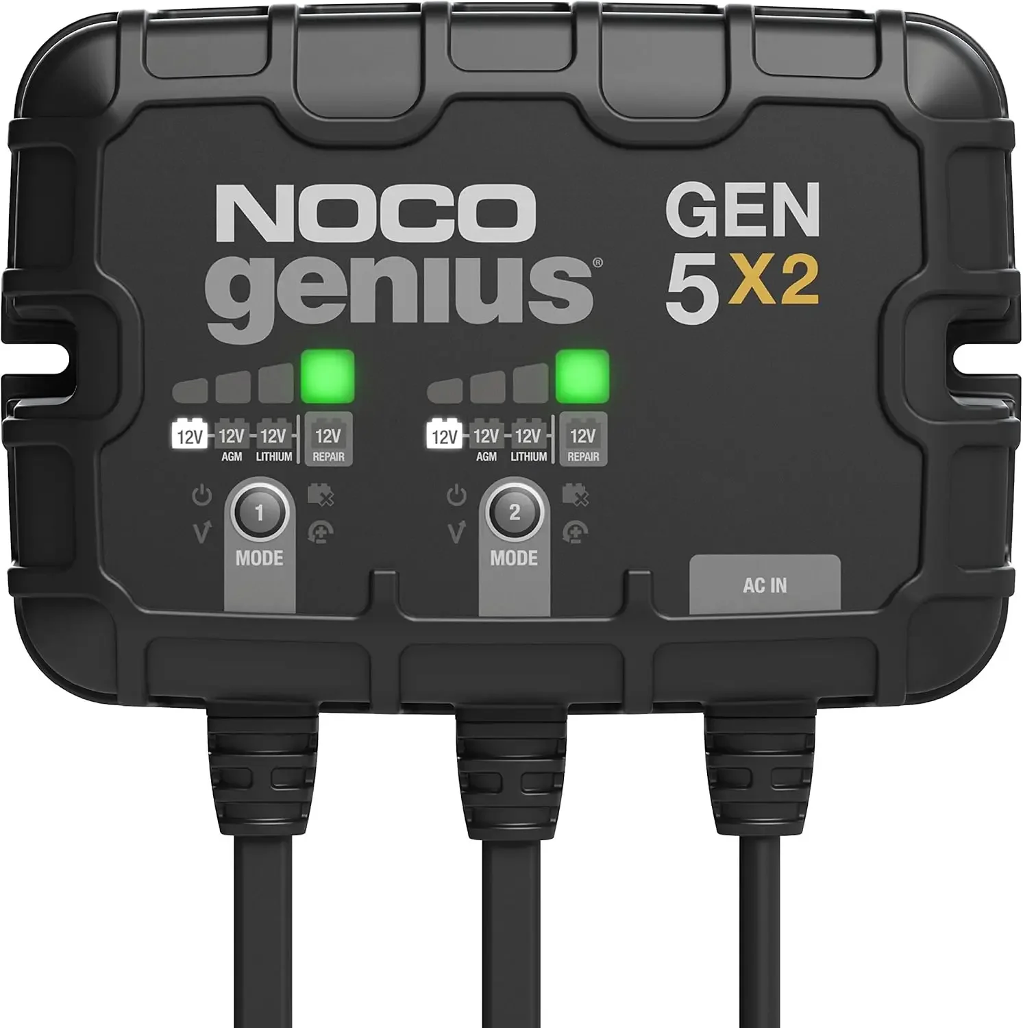 Genius GEN5X2, 2-Bank, 10A (5A/Bank) Smart Marine Battery Charger, 12V Waterproof Onboard Boat Charger, Battery Maintainer