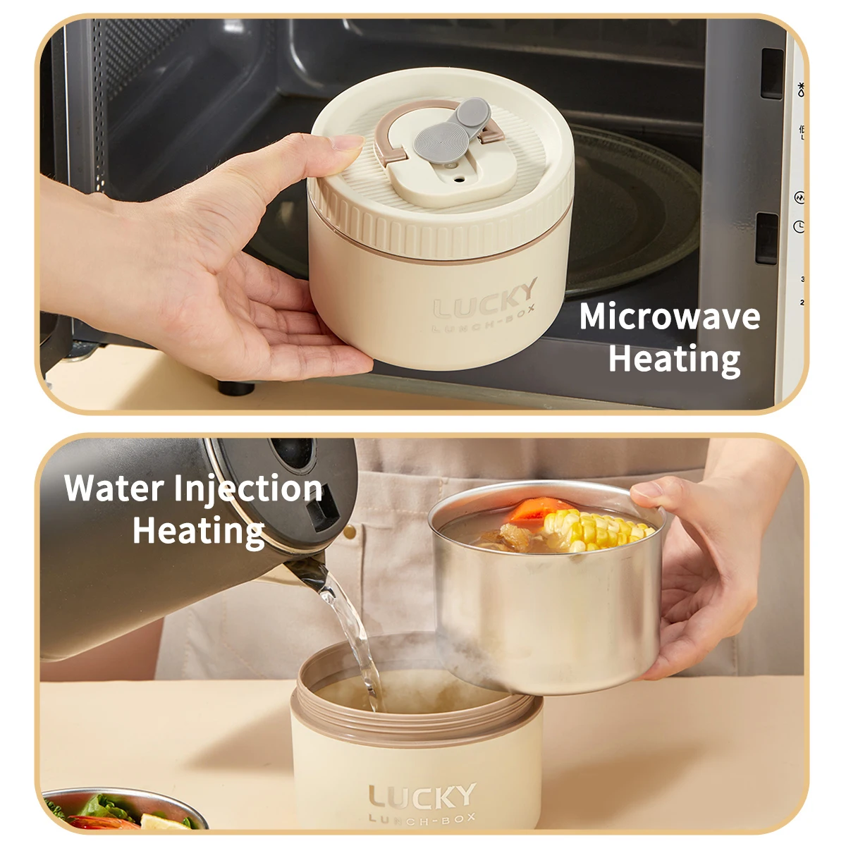 WORTHBUY Insulated Bento Lunch Box With Tableware Microwave Safe Portable 304 Stainless Steel Food Storage Container Stackable