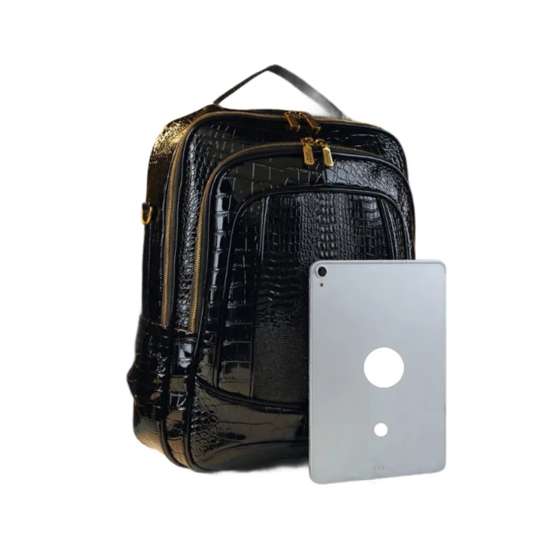 

Luxury Shiny Crocodile Texture Backpack Large Capacity Travel Bag Unisex Laptop Backpack Durable School College Rucksack