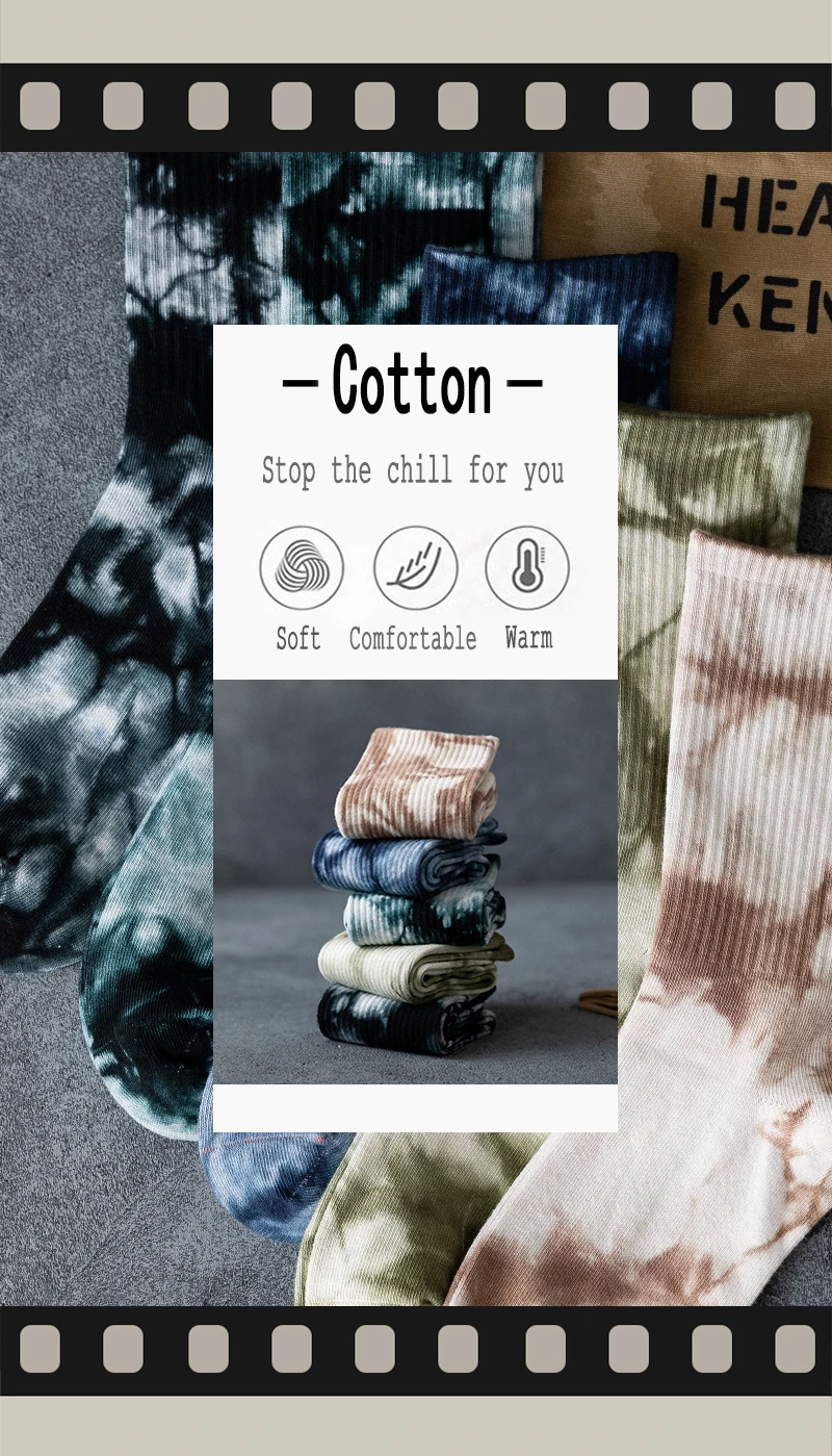 Socken Herren Streetwear Vortex Tie-Dye Strümpfe Baumwolle Harajuku 3 Paare/Box Damen Socken Mode Unkraut Hip Hop Pack Paare – Detail 1
