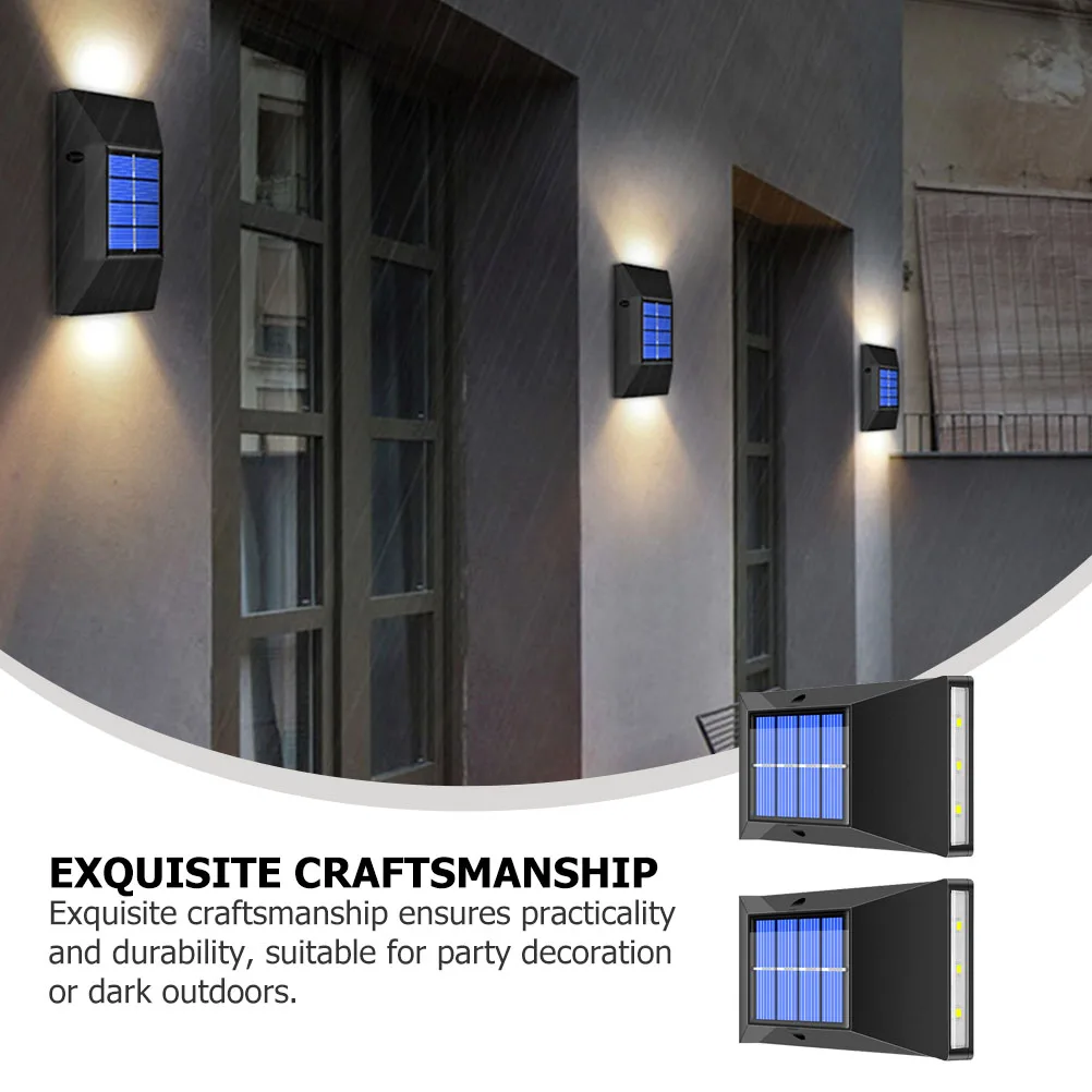 

2pcs 6Led Outdoor Wall Landscape Light Decorative Garden Stair Solar Lamp Solar Powered Light For Corridor Fence Yard Durable