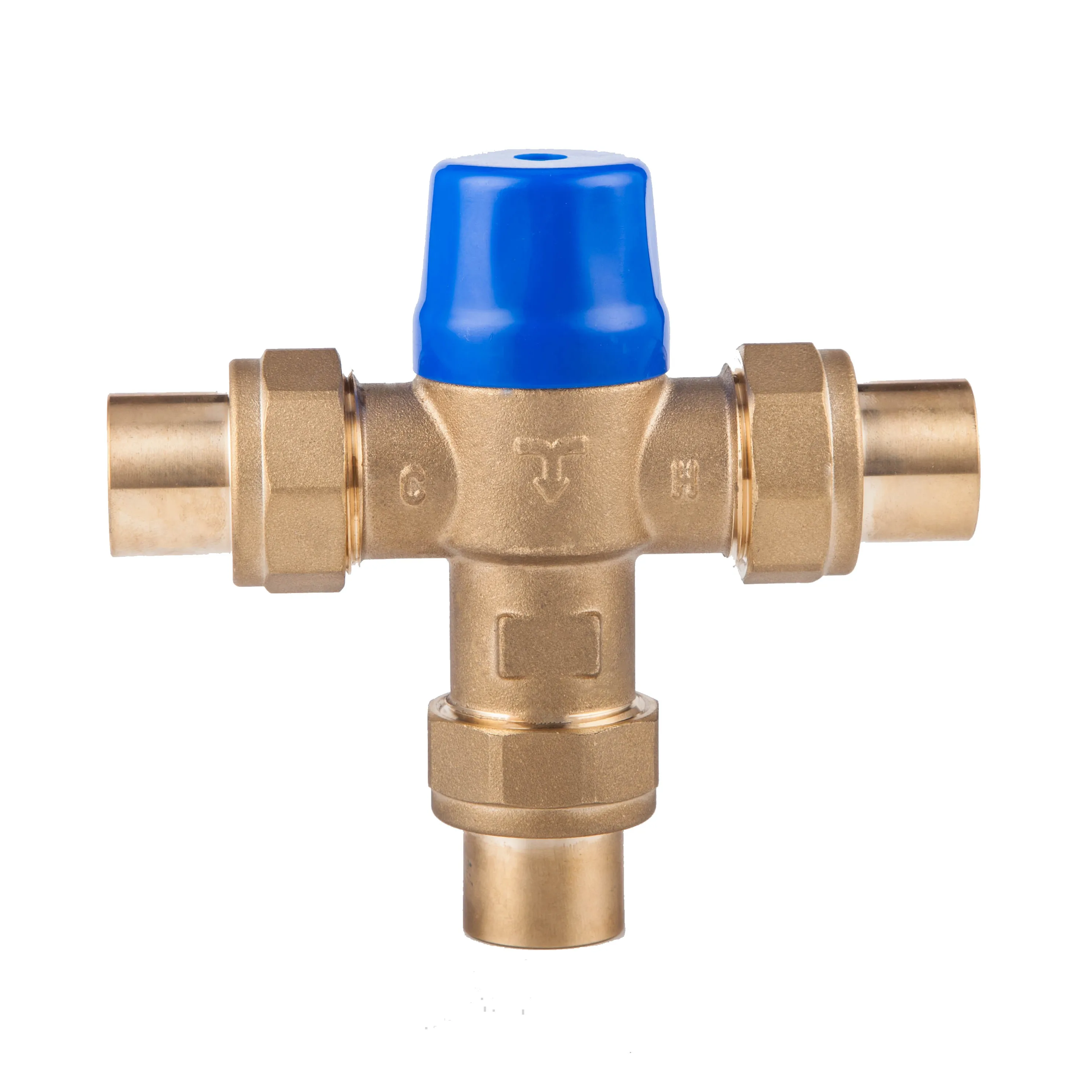 High Quality DN25 Brass Lead Free Three Way Thermostatic Mixing Valve with 110C Max Temp & 16bar Pressure