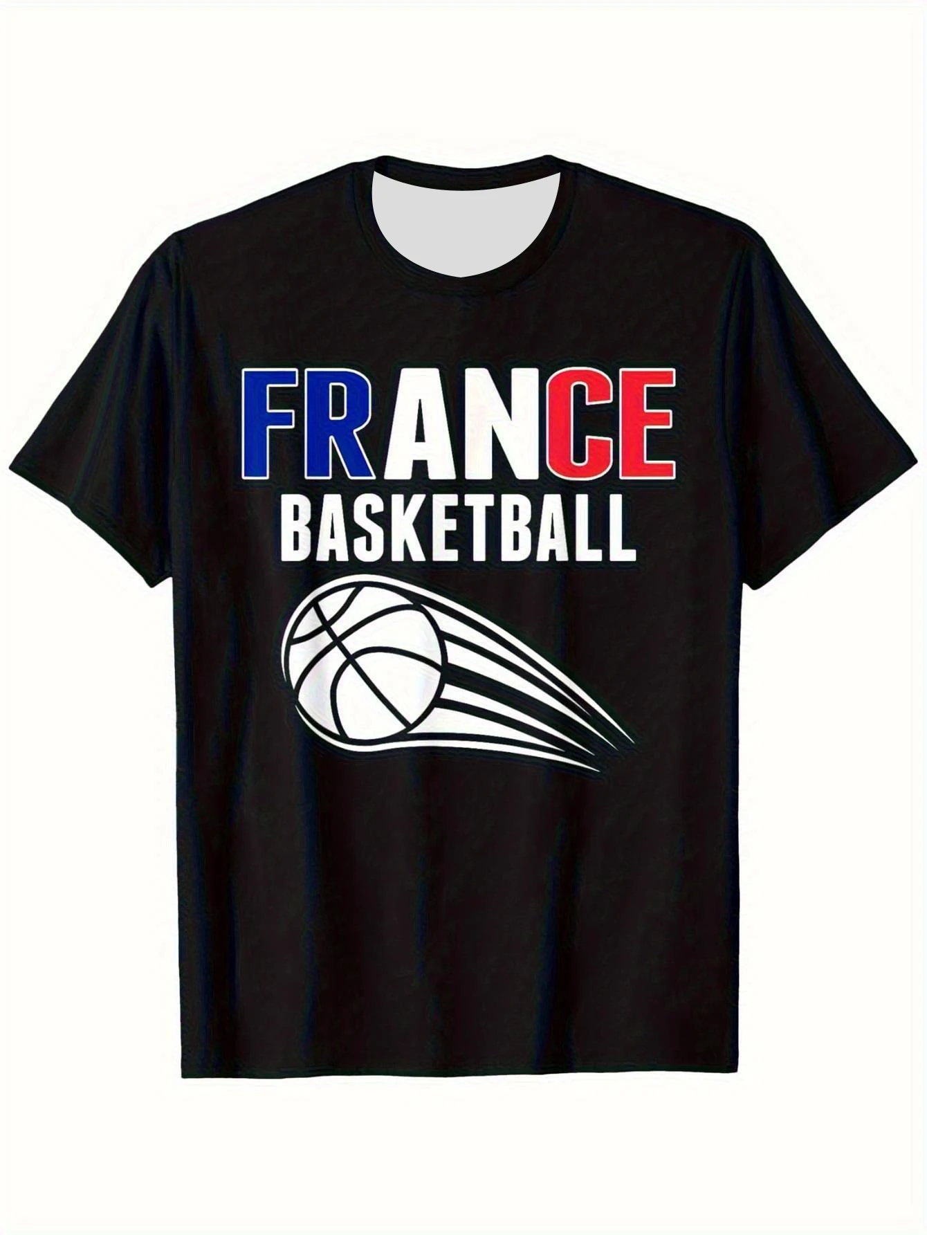 

French Basketball Short-Sleeve, French Bulldog Cartoon 3D Print, Breathable Quick-Dry, Stylish Round-Neck Sports Shirt, Popular