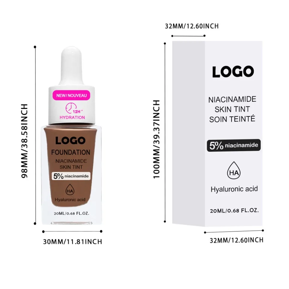 Private Label Long Lasting Drops Hydrating Vegan Liquid Foundation Custom Logo Wholesale Makeup Concealer