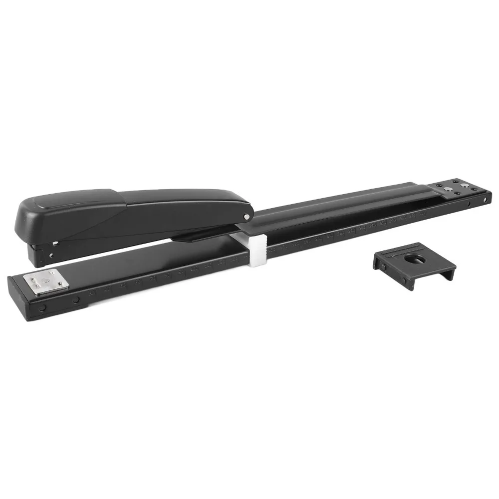 20-sheets-metal-body-long-reach-stapler-adjustable-throat-20-sheet-capacity-long-arm-stapler-full-strip-black-booklet-stapler