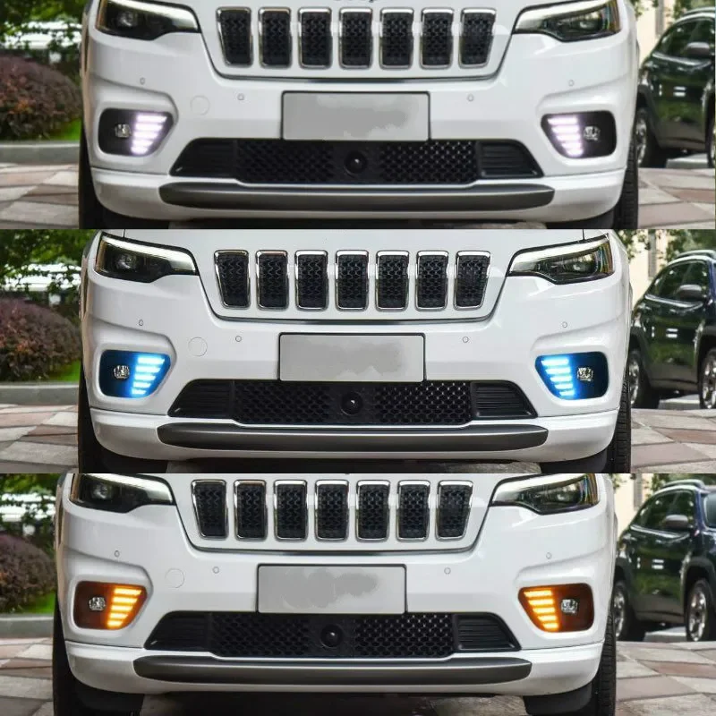 1Set LED Daytime Running Light For Jeep Cherokee 2019 2020 Car Accessories Waterproof ABS 12V DRL Fog Lamp Decoration