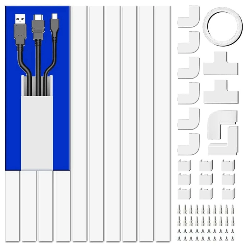 4M Electrical Cable Trunking White Cable Concealer On Wall For One Cord Paintable PVC Cable Cover