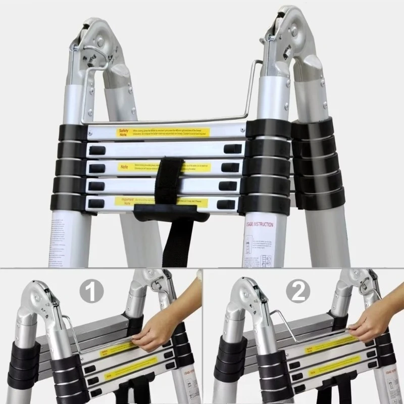 4.4M heavy-duty folding telescopic aluminum ladder, compliant with EN131 standard