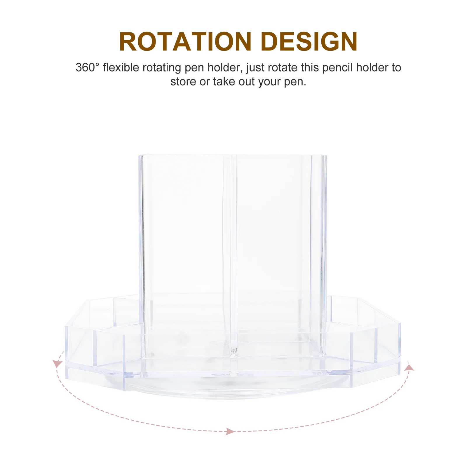 

Acrylic Pen Holder 360° Rotatable Pencil Organizer Clear Desktop Stationery Storage For Pens Markers Art Supplies