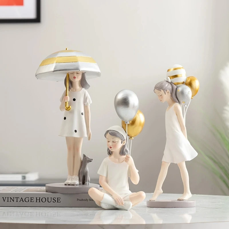 

Nordic Modern Girl Resin Statues Living Room Decor Character Model Home Decoration Accessories Office Ornaments Birthday Gift