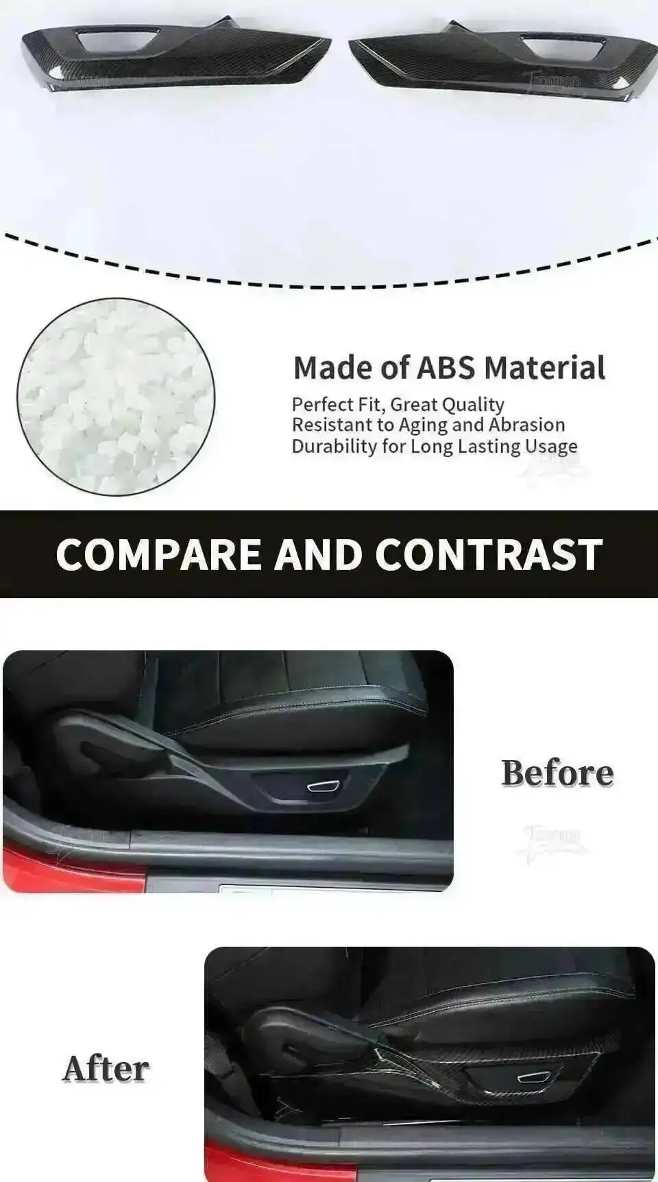 Carbon Fiber Grain Car Interior and Exterior Decoration Covers for Ford Mustang 2015–2023 description 2