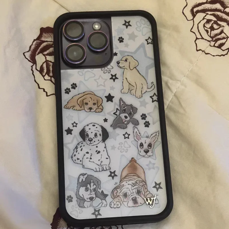 2025 Wildflower 3D Puppy Party Dalmatian Husky Phone Case For iPhone 13 12 14 15 16 Pro Max Japan Dog Cute Cartoon WF Protect