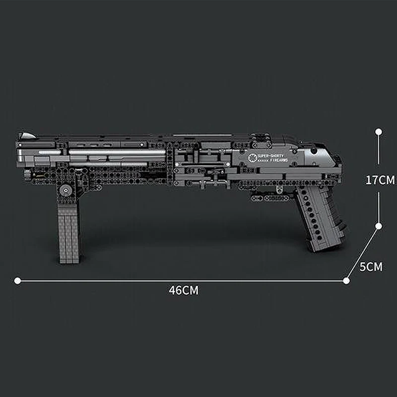 Reobrix 77002 techniczny Super Shorty Shotgun Model broń wojskowa klocki klocki Puzzle zabawki urodziny prezenty dla dzieci