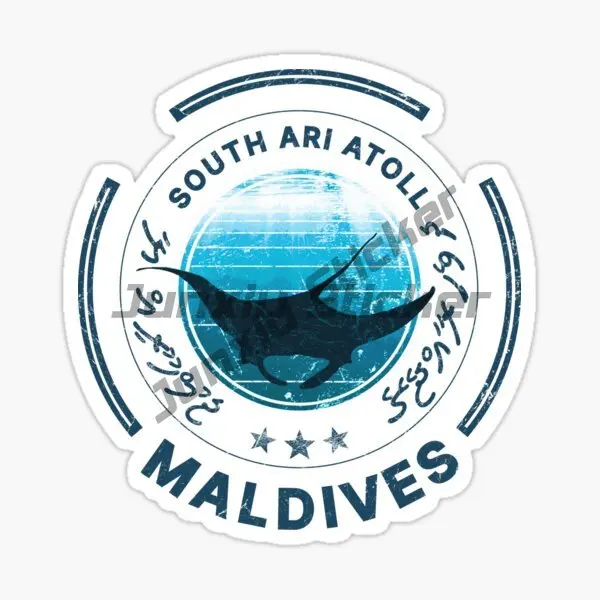 

Maldives Flag Emblem Diving Sticker Laptop Window Glass Wall Car Truck Helmet PVC Camper Decal Customizable