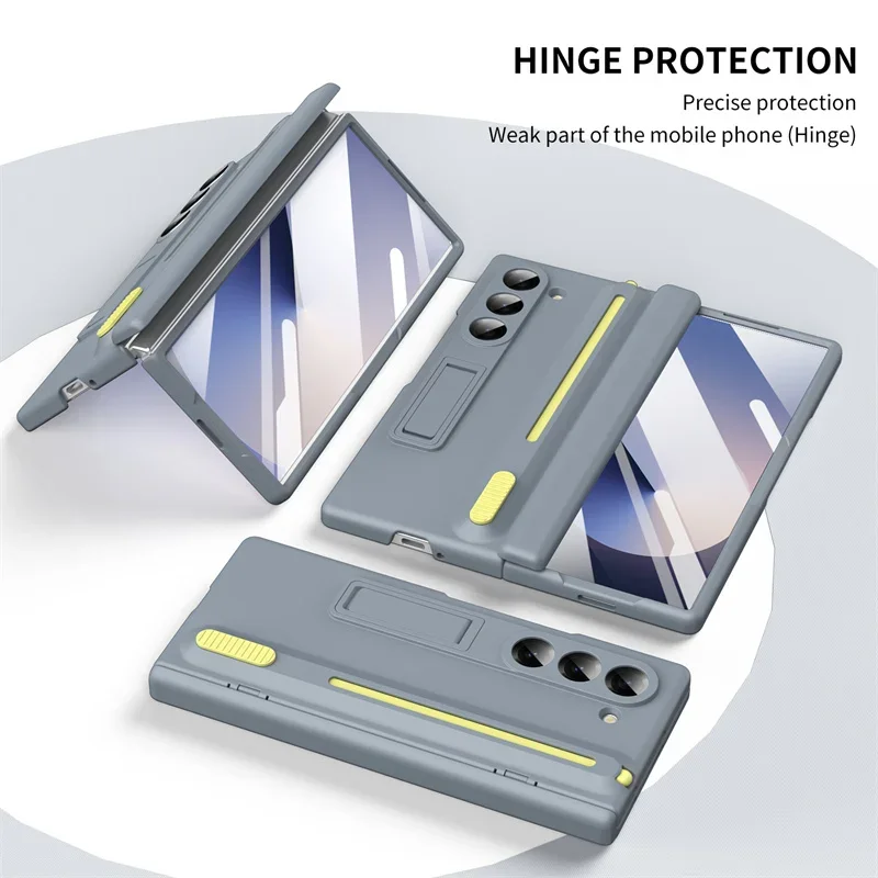 Coque de téléphone à charnière magnétique, étui de Protection en verre pour écran Samsung Galaxy Z Fold 7 6 5 4 3, support de fente pour stylo de rangement rétractable