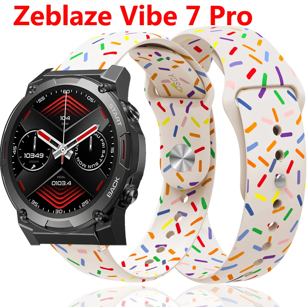 

22mm Rainbow Silicone Strap for Zeblaze Vibe 7 Pro Lite Wristband for Zeblaze Beyond Candy Silicone Watch Strap Sports Watchband