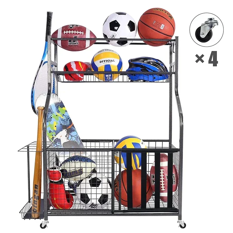 

2026 Wholesale Large Capacity Garage Sports Equipment Storage Organizer Toys Basketball Metal Storage Rack