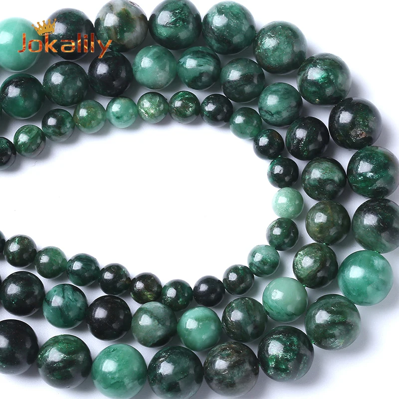 Genuine A+ Natural Green Emerald Stone Beads For Jewelry Making Round Loose Beads DIY Bracelets Necklaces Handmade 6 8 10mm 15