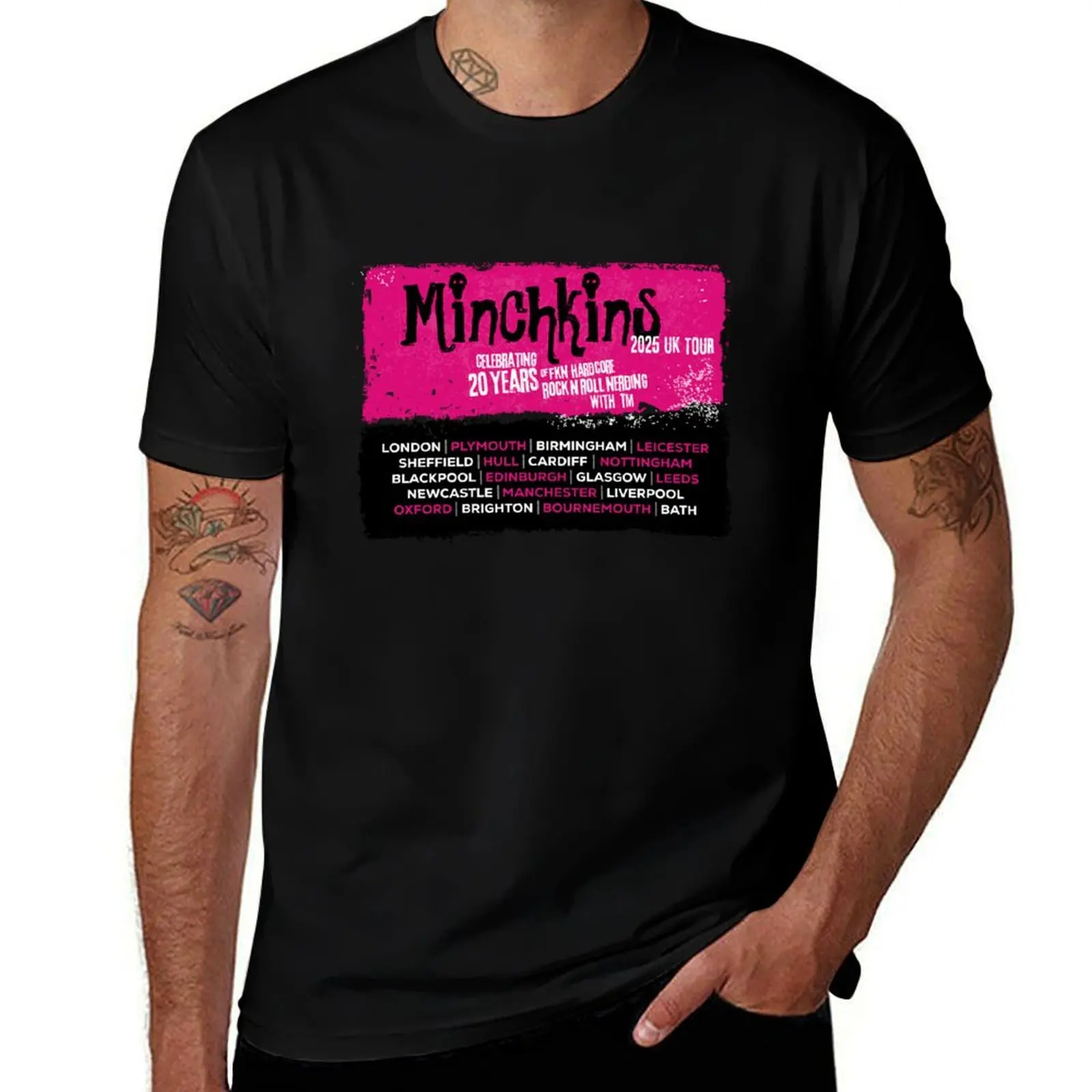 

Minchkins 2025 UK Tour WHITE BG T-Shirt graphics funny gifts basketball graphic tees Men's cotton t-shirt