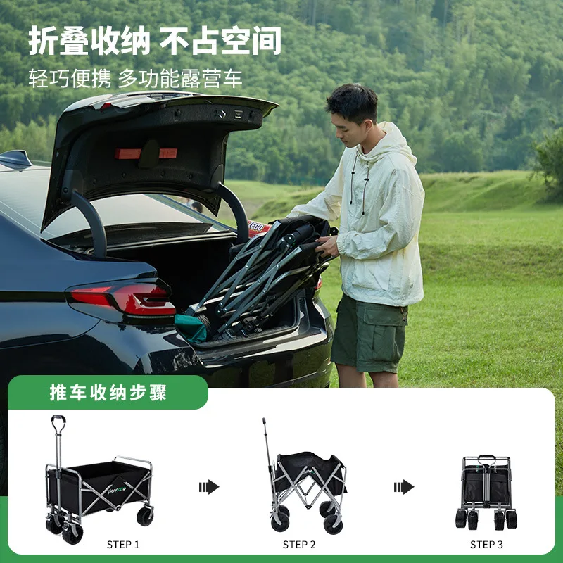 Folding Wagon Cart Portable Outdoor Camping Beach Multifunction Adjustable Handle For Picnic BBQ Trolley Large Garden Cart