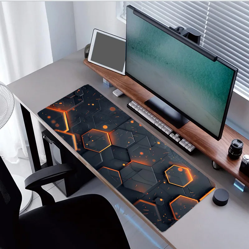 

XXL Mouse Pad 900x400 Geometric Black Desk Mat for Home Office Gaming accessories Non-Slip Stitched Edge family company mousepad