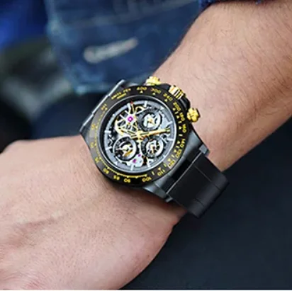 

CRONUSART Men Automatic Watch 42mm Chronograph Mechanical Wristwatch Luminous Skeleton Dial
