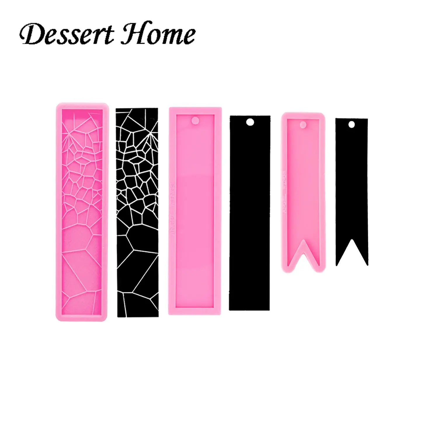 DY0527 Glossy Resin Rectangle Bookmarks Molds Keychain, DIY Fondant Chocolate Cake Edge Decoration Silicone Molds