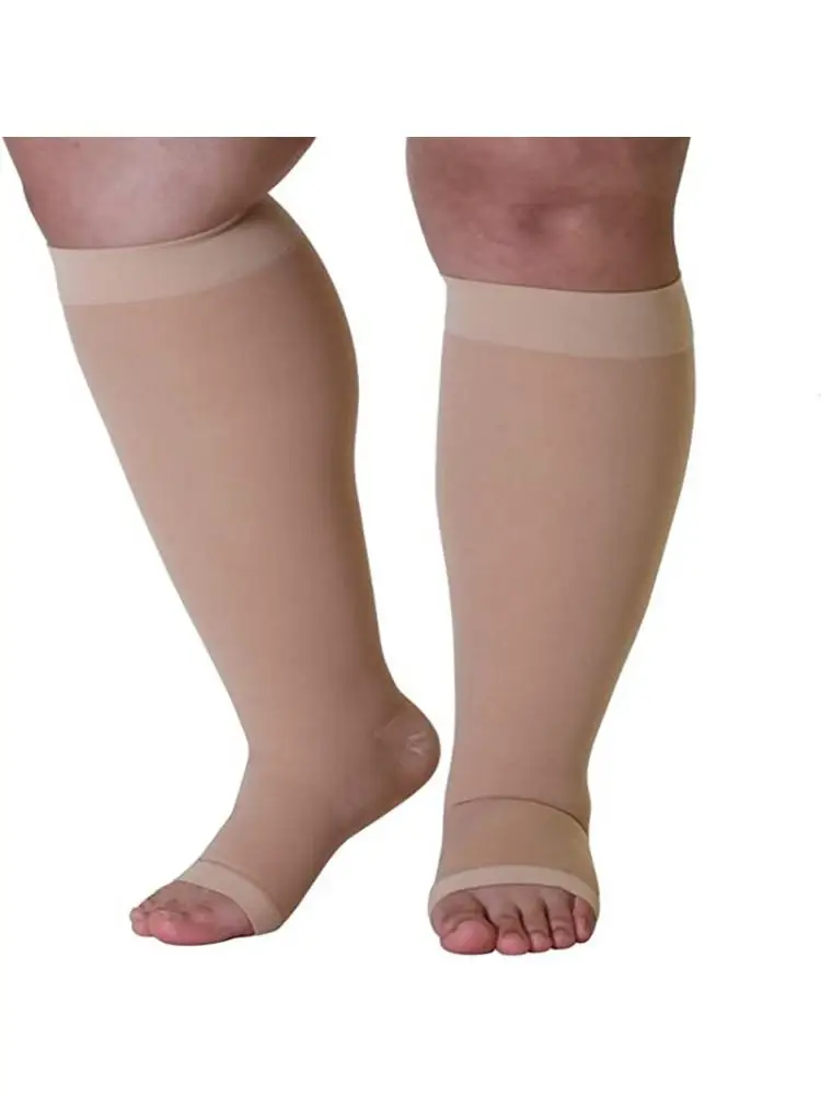 3xl 4xl 5xl 23-32mmhg Plus Size Compression Socks For Women Men Knee High Elastic Stockings Anti Varicose Thrombus Running