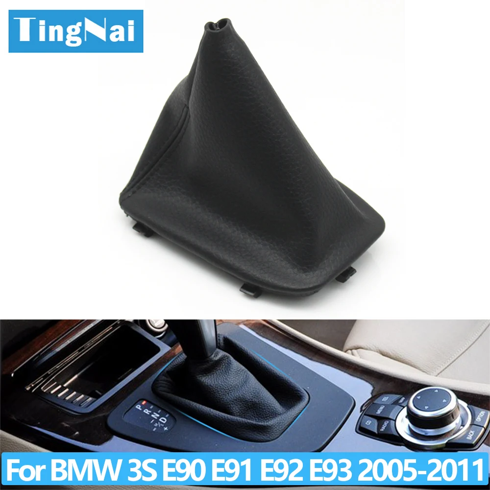 Automatic Car Leather Gear Shift Knob Lever Gaitor Boot Cover Frame For BMW 3 Series E90 E91 E92 E93 2005-2011 25167592028
