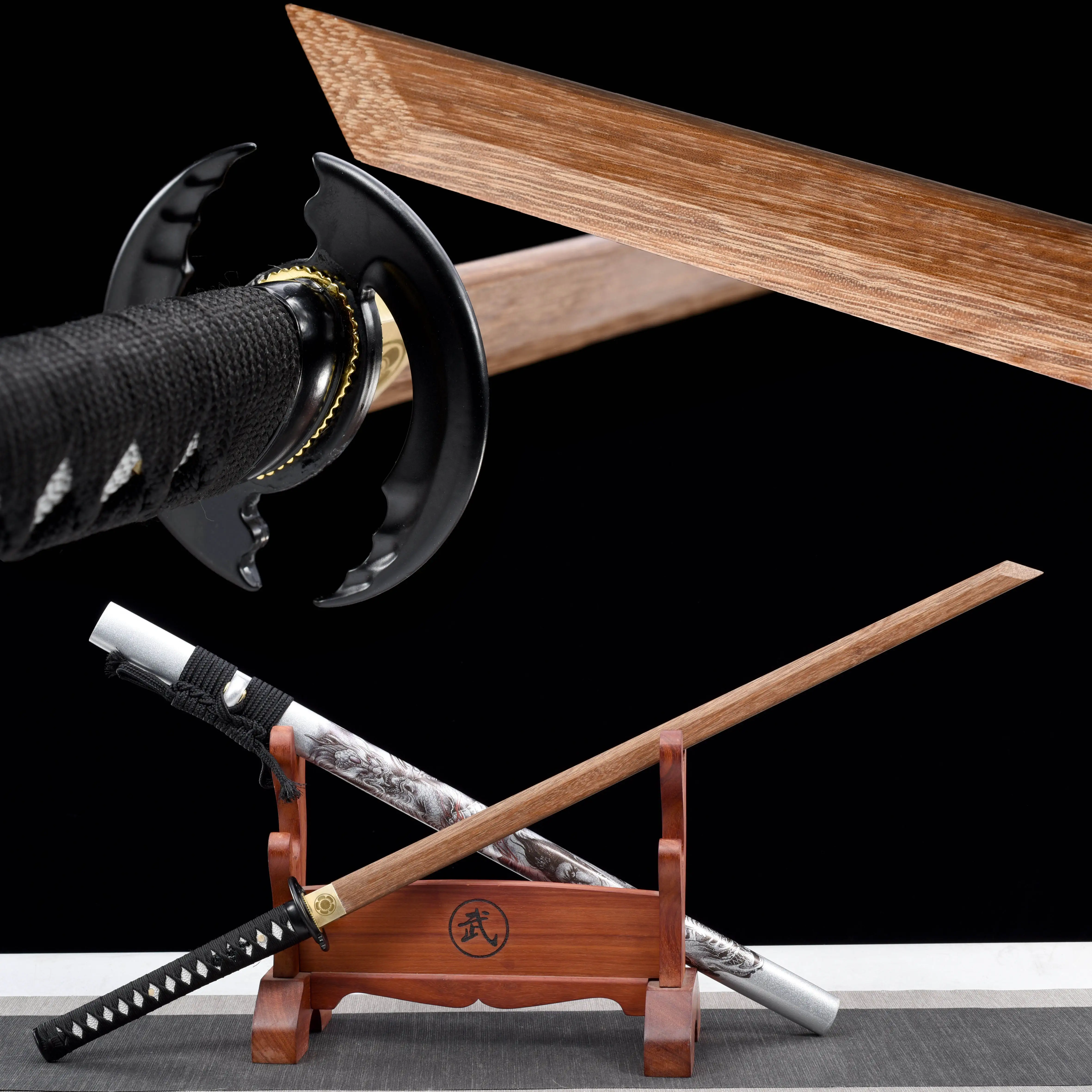 

katana Japanese tang sword training Wooden sword, handcrafted wooden blade Ninja Kung fu martial arts sword full tang battle