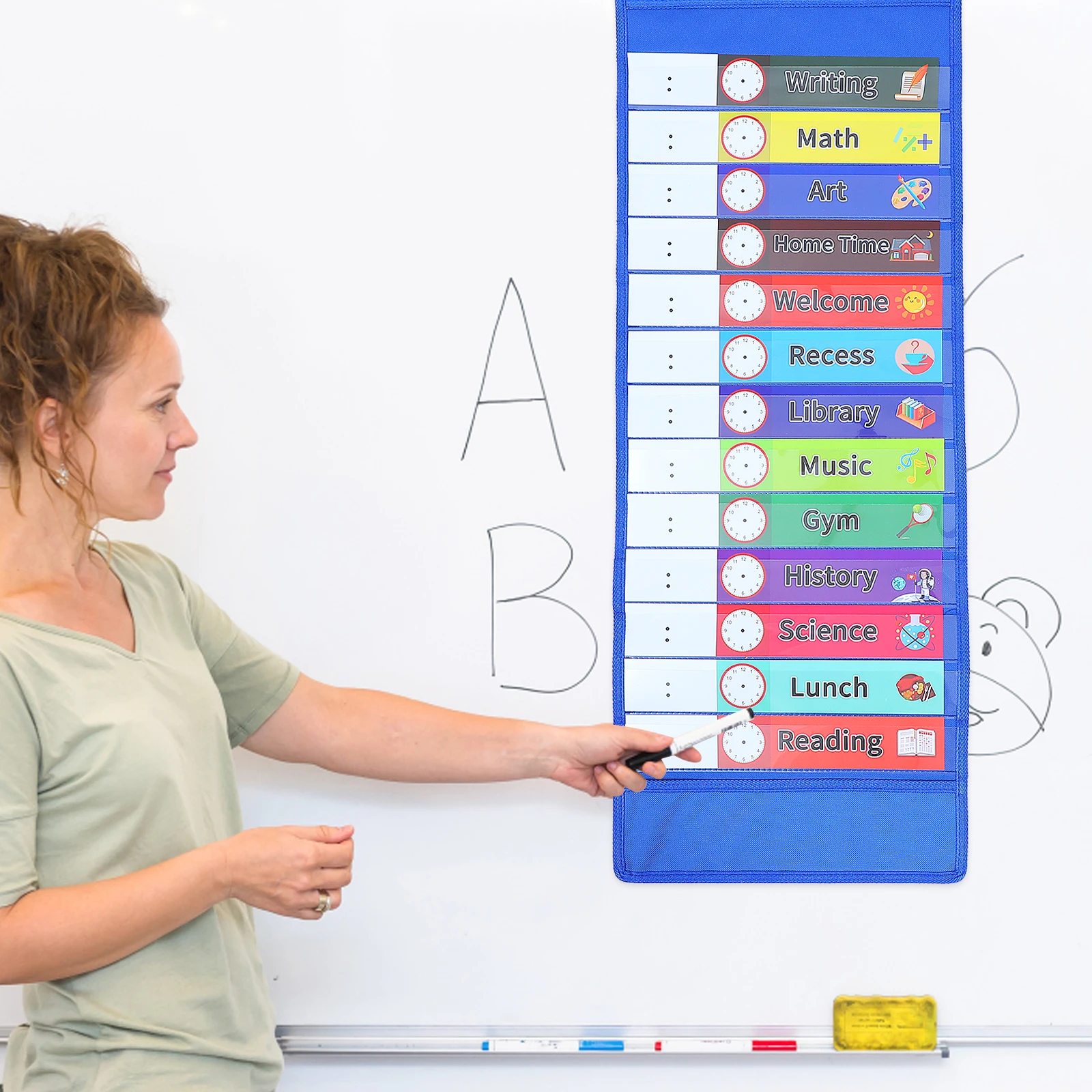 

14 Grid PET Transparent Calendar Hanging Bag Memo Notes Storage for Wall Decor Schedule Reminder Kids Room