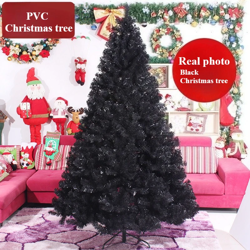 شجرة عيد الميلاد الاصطناعية السوداء مادة PVC المشفرة شجرة عيد الميلاد 1.2 متر إلى 2.4 متر زينة جو مشهد حفلة عيد الميلاد